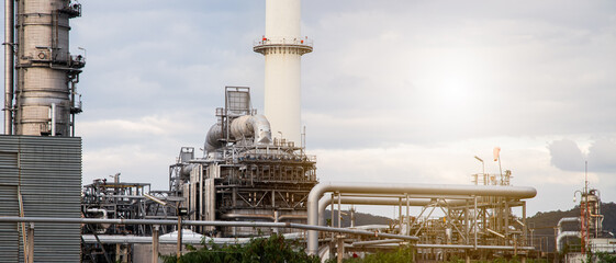 Petrochemical Petroleum Refinery Oil and Gas Tank Storage Industrial landscape of power energy industry building