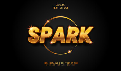 Spark Editable Text Effect Style 3d Luxury Gold