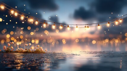 Creative Abstract Background with Neon Hanging Light Strip