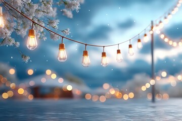 Creative Abstract Background with Neon Hanging Light Strip