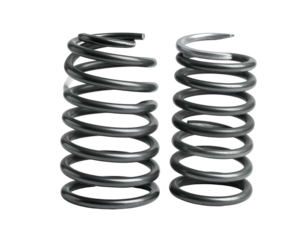 Two metallic spiral springs, one taller than the other