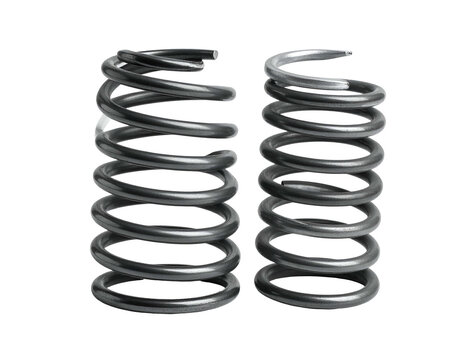 Two metallic spiral springs, one taller than the other