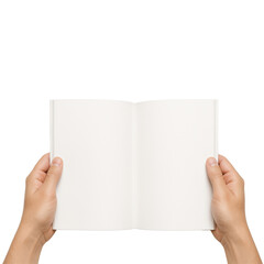 Hands Holding Open Blank Notebook