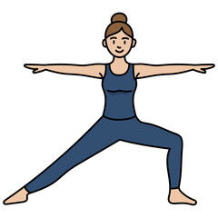 Illustration of Woman in Yoga Warrior Pose