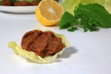 Çig köfte. Traditional Turkish Raw Meat. ( Cig Kofte ) Turkish special food.