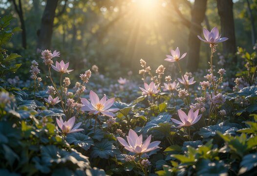 pink flowers in the forest