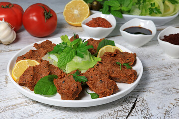 Çig köfte. Traditional Turkish Raw Meat. ( Cig Kofte ) Turkish special food.