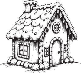 An inviting gingerbread house, designed with intricate detail. A classic holiday decoration for festive enjoyment.