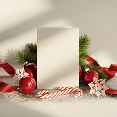 Festive Holiday Christmas 3D Invitation Card Mockup Showcase