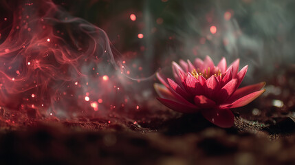 first chakra root chakra red lotus on the ground radiating red light energy. grounding rooting earthing back to the roots muladhara 1st chakra