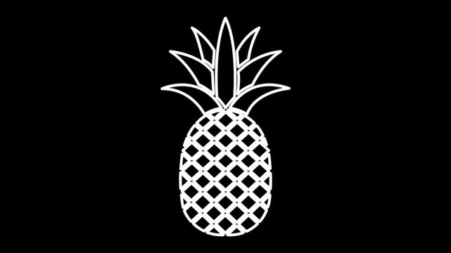 line pineapple icon fruit simple animation design