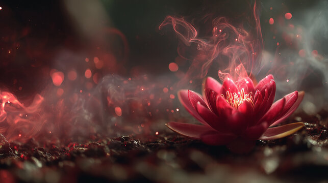 first chakra root chakra red lotus on the ground radiating red light energy. grounding rooting earthing back to the roots muladhara 1st chakra