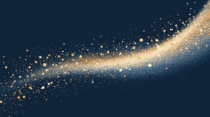 Minimal champagne glitter burst on deep navy, diagonal light sweep, refined spark particles, wide negative space for typography, premium celebration feel, no text no logos