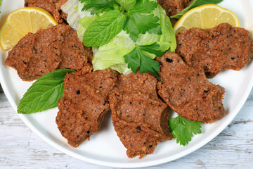 Çig köfte. Traditional Turkish Raw Meat. ( Cig Kofte ) Turkish special food.