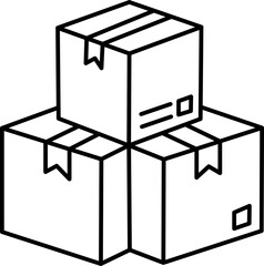 Stack of Cardboard Delivery Boxes Icon for Logistics and E-commerce Service.