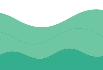 Abstract green wavy layers background design with smooth curves and shades of green