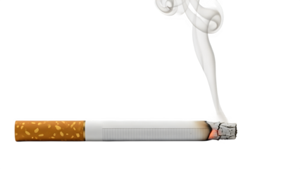 Cigarette with smoke isolated on transparent background