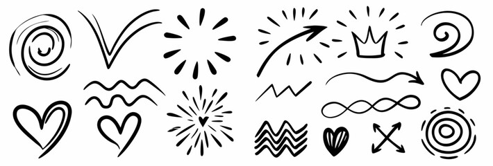 Obraz premium Hand drawn doodle design elements and symbols