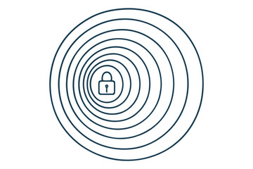Security lock icon with radiating concentric circles symbolizing data protection