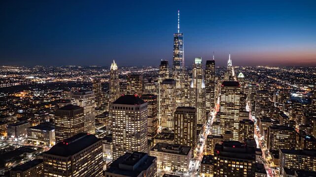 Illuminated New York City Skyline at Dusk