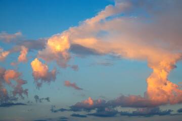Sky background on sunset. Nature composition. Summer background.
