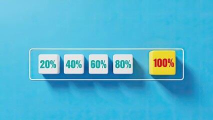 Progress bar with percentages on blue background