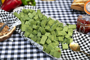 alimento, salubre, comida, fresco, verde, cena, aperitivo, almuerzo, delicioso, queso, albahaca, exquisito, salado, frio