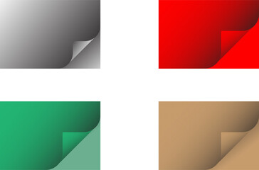 Colorful paper curl corner backgrounds set in PNG format. Ideal for banners, flyers, posters, presentations, web design, and modern graphic projects.