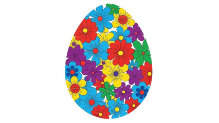 Colorful folk art floral Easter egg design with vibrant flowers