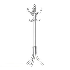 Obraz premium Stylized continuous line drawing depicts a freestanding hall rack design