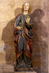 Fototapeta premium Saint Thecla’s cathedral, Tarragona, Spain. Saint Michael archangel statue by Antoni Pallas, 18th century