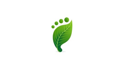 An innovative graphic concept featuring a vibrant green leaf shaped as a footprint with toe dots representing ecological care organic growth and a healthy earth friendly lifestyle