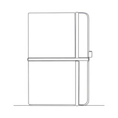 Continuous single line drawing illustrates the side profile of a contemporary double-door kitchen appliance.