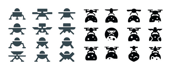 Fototapeta premium Set of stylized robot icons in various poses and styles