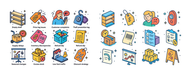 Retail challenges and solutions illustrations featuring inventor