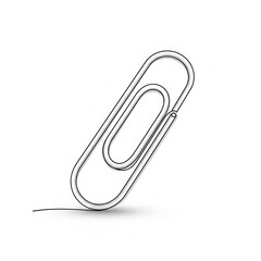 Obraz premium Simple office fastener drawn in a continuous black line style on a white background