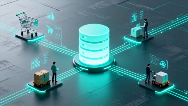 Digital network with people and data - Powered by Adobe