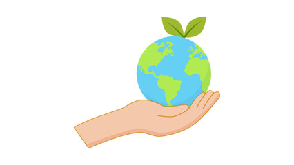 symbol of hands holding earth and leave