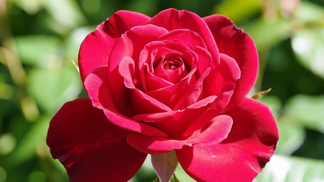 Close Up of a Beautiful Red Rose in Full Bloom