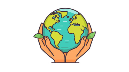 symbol of hands holding earth and leave