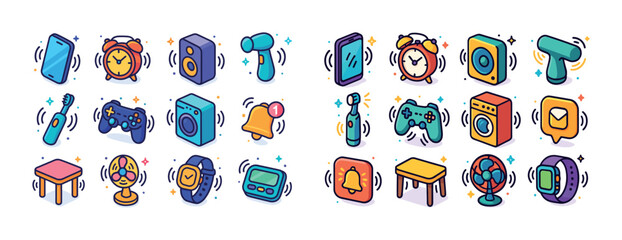 Obraz premium Colorful electronic devices and gadgets icons with vibrant desig