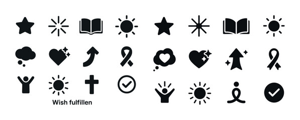 Naklejka premium Black and white symbol collection featuring sun, heart, star, an