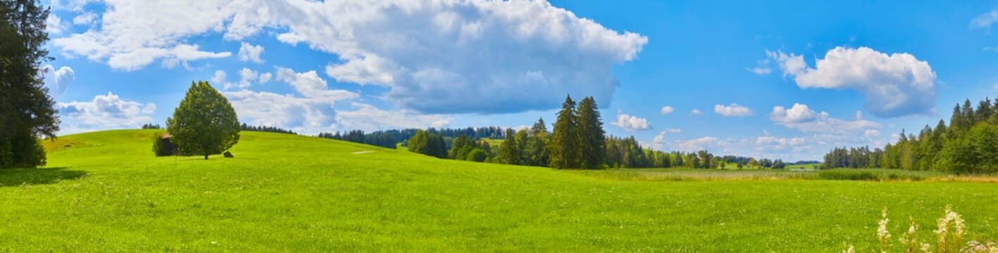 Sch&ouml;nes Panorama in der N&auml;he der Ortschaft &ldquo;Seeg im Allg&auml;u&ldquo;, Deutschland, Bayern.