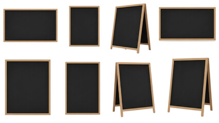 Multiple Blank Chalkboards Displayed in Various Sizes and Angles on White Background Illustration