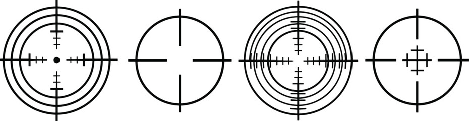 Abstract rifle scope reticle targets set, crosshair aiming symbols, military optics design, shooting range accuracy concept illustration vector graphic isolated © MST