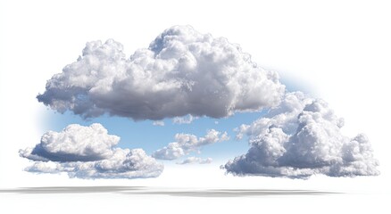 Puffy white clouds isolated on a bright, sunny day with a blue sky behind