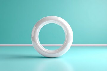 Glossy White Torus on Pastel Background