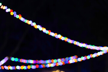 An abstracted view of blurry Christmas lights