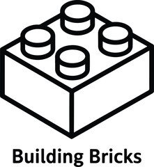 Building brick toy outline illustration