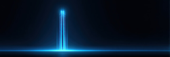 Awe inspiring abstract blue light beam glows on dark background. This futuristic technology concept represents power and energy, creating luminous, modern visual